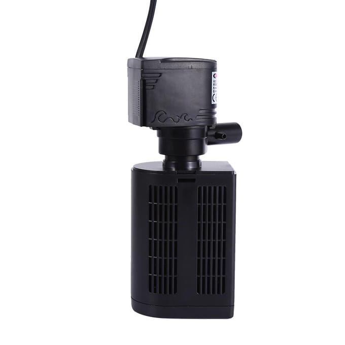 Multifunctionele 3 in 1 Aquariumfilter Dompelpomp Zuurstofpomp Zuiveraar Tankgereedschap (12W) black