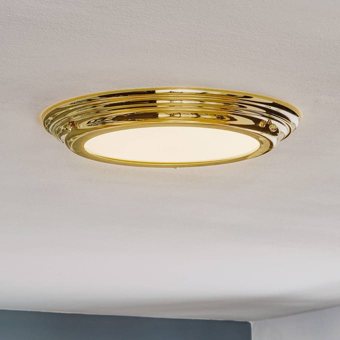 Elstead Lighting LED Plafond Badkamerlamp Welland | 25W 3000K 2250Lm 830 | Polished Brass