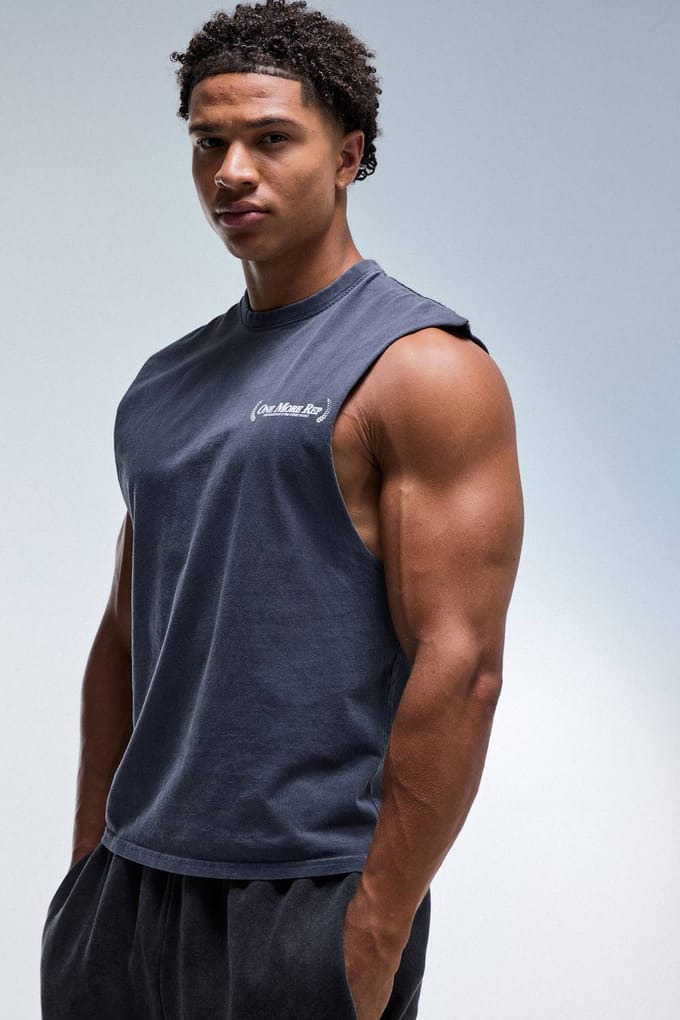 Nog Één Rep Gewassen Regular Fit Tanktop | Navy | Size Medium