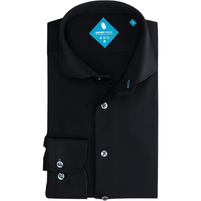 District Indigo Overhemd Pique Performance Zwart   43