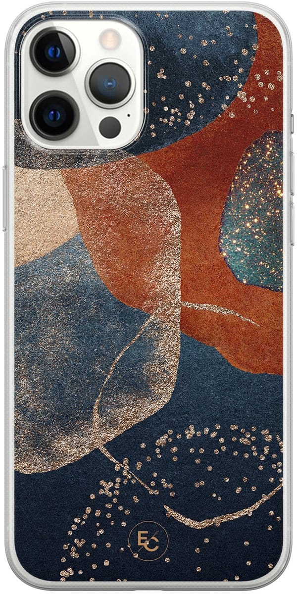 Hoesje geschikt voor iPhone 12 Pro Max - Abstract Terracotta - Soft Case - TPU - Print - Multi - ELLECHIQ