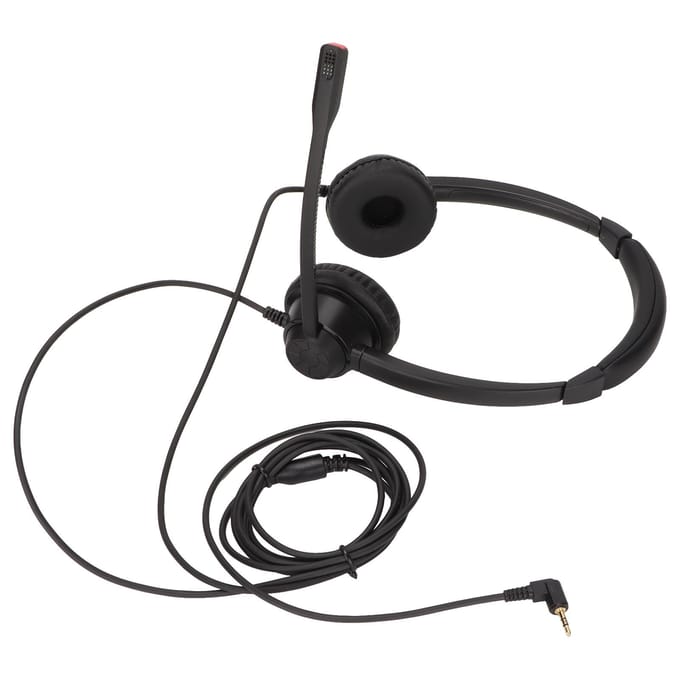 2,5 mm kantoorheadset met dubbele oorschelpen, telefoonkoptelefoon met ruisonderdrukkende microfoon voor telefoonverkoop