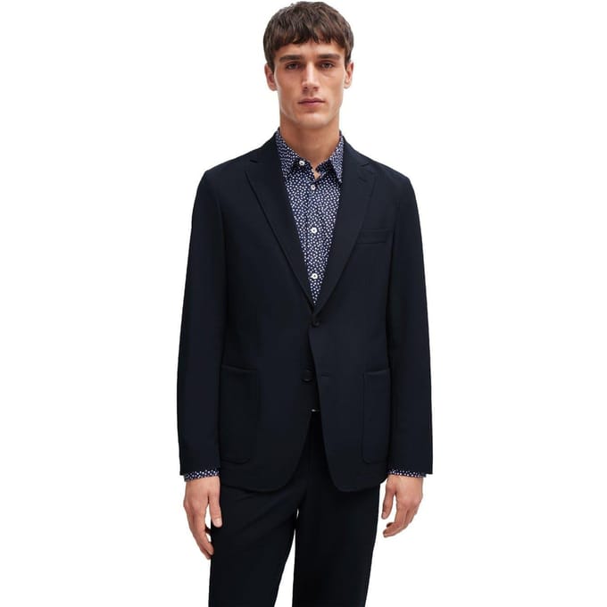 Boss Heren Effen Borstzak Regular Blazer (Donkerblauw)