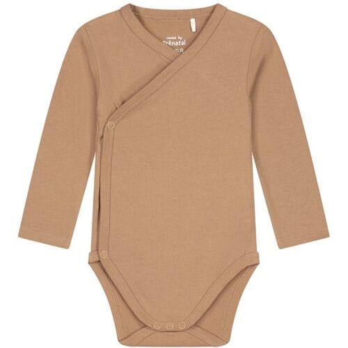 Prénatal basis romper met overslag Dark Sand Brown 44 unisex