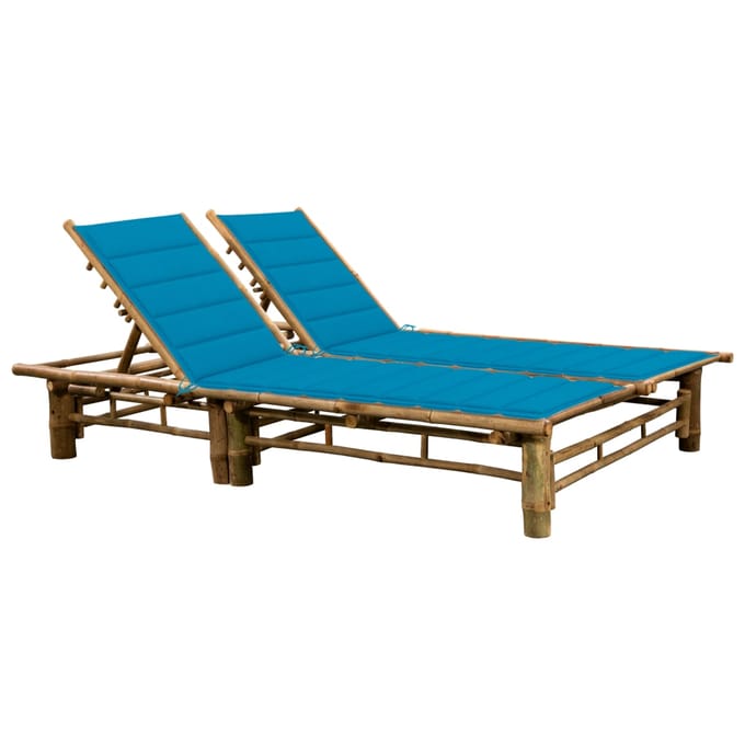 vidaXL - Ligbed - 2-persoons - met - kussens - bamboe