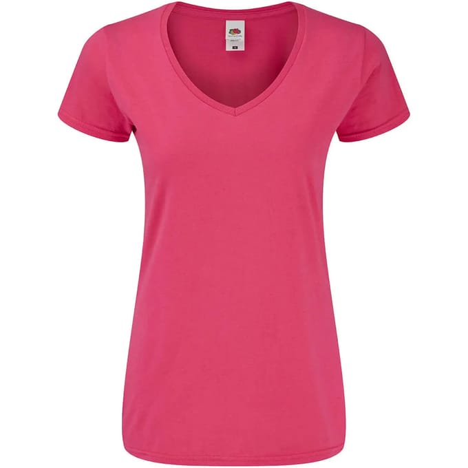 Dames-T-shirt met V-hals Fruit of the Loom Iconic 150