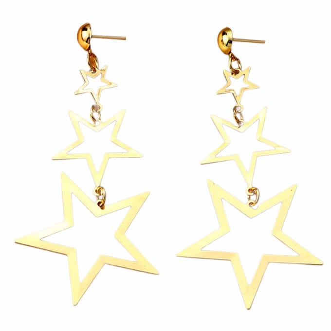 Fako Bijoux® - Oorbellen - Aluminium - Sterren - Goudkleurig