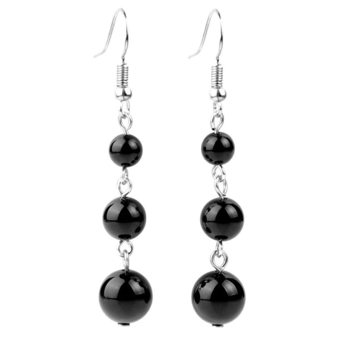 Fako Bijoux® - Oorbellen - Natuursteen - 6-8-10mm - Zwart