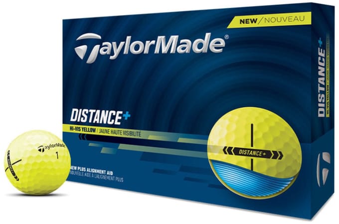 TaylorMade Distance+ Golfballen 2025 - Geel - 12 Stuks