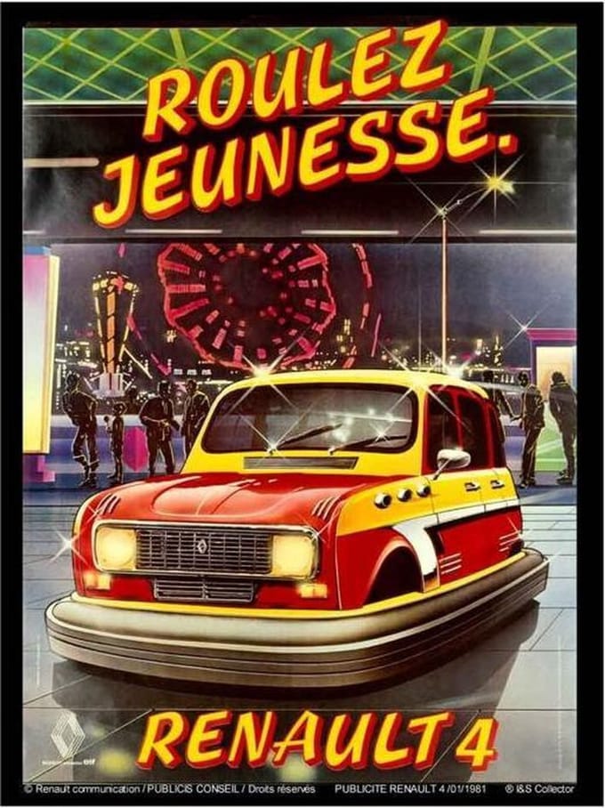 Renault 4 Roulez Jeunesse Metalen Bord 20 x 30 cm