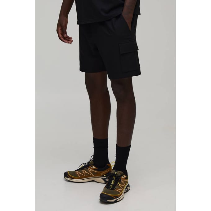Slim Fit Cargo Shorts Met Elastische Band En Technische Stretch | Black | Size Medium