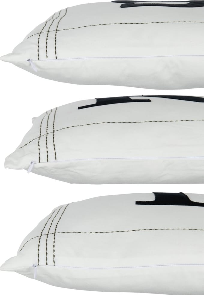 J-Line kussen S-K-I - katoen - wit - 3 stuks