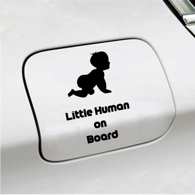 Bumpersticker - Little Human On Board - 10 X 15 - Zwart