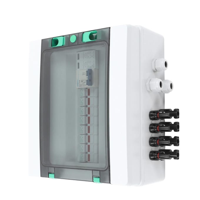 4-string PV Combiner Box met overspanningsbeveiliging 15A zekering 63A DC stroomonderbreker IP67 Solar Combiner