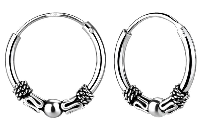 Joy|S - Zilveren Bali oorringen - geoxideerd - 12 mm - t02