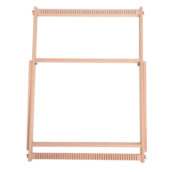 Houten Weefgetouw Professioneel DIY Afneembaar Verstelbaar Weefgetouw met Standaard voor Beginners beige