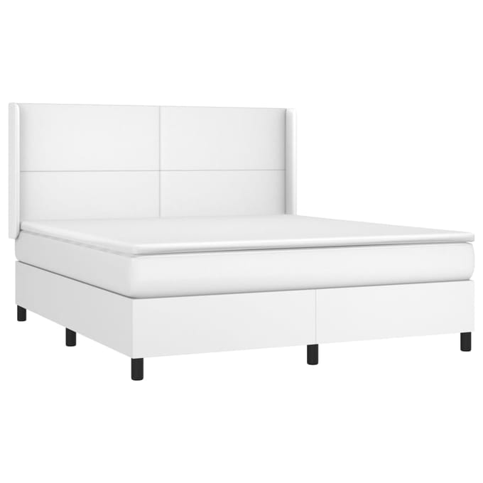 vidaXL - Boxspring - met - matras - kunstleer - wit - 160x200 - cm