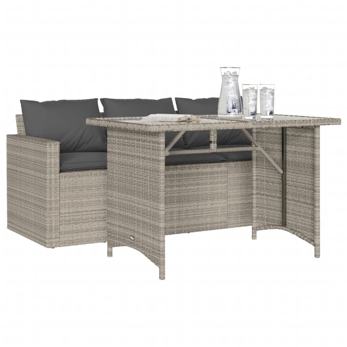 vidaXL - 2-delige - Tuinset - met - kussens - poly - rattan - lichtgrijs