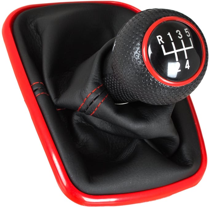 Modecar - Versnellingsknop en Mouw - VW Golf IV 1997-2006 - Zwart met Rode Rand