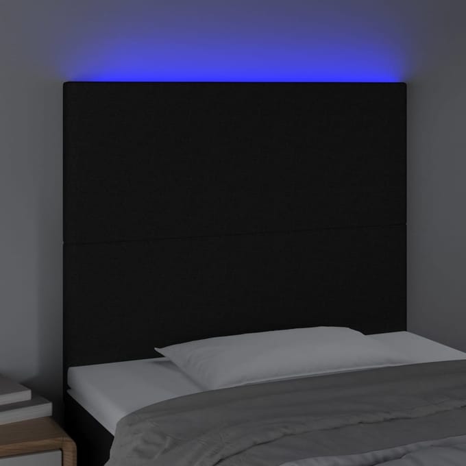 vidaXL - Hoofdbord - LED - 80x5x118/128 - cm - stof - zwart