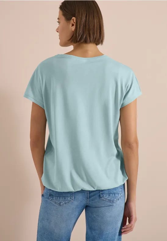 Shirt met V-hals en kanten detail