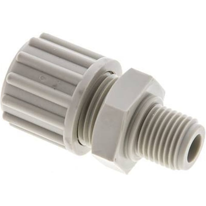 12x6mm & G1/4'' PP Rechte Knelfitting Buitendraad 10bar Kunststof en Polyamide