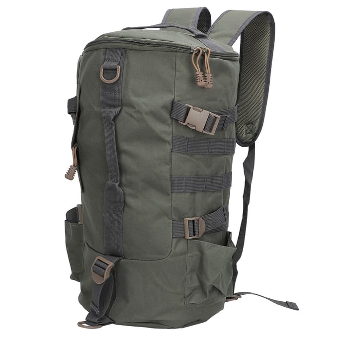 Sac à dos de pêche Grande capacité Portable Cylindrique Sac pour cannes à pêche avec porte-cannes Vert armée