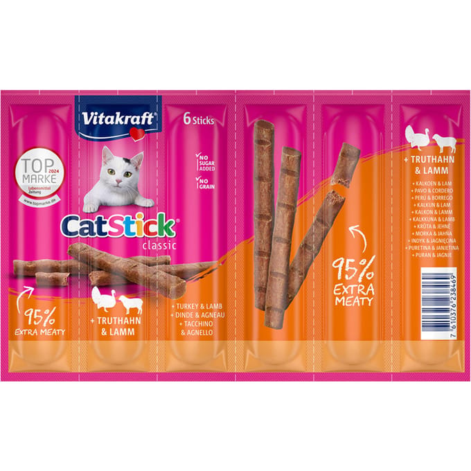 12 x 6 g Classic Voordeelpakket: Kalkoen & Lam Vitakraft Kattensnack