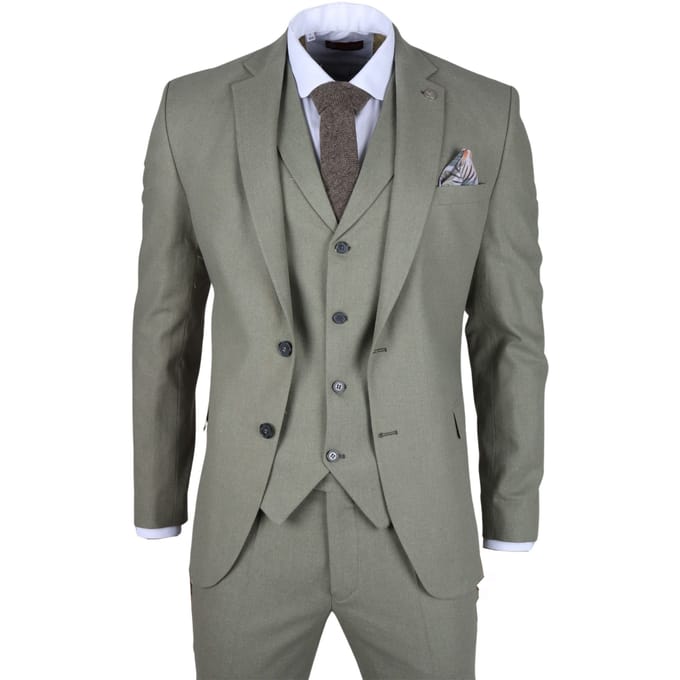 Heren Sage Tailor Fit 3-delig Linnen Zomer Trouwsuit