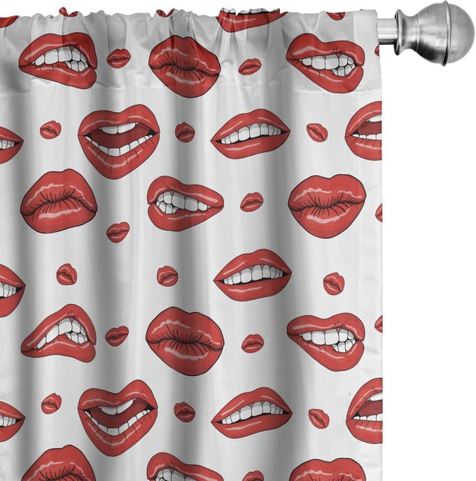 ABAKUHAUS Voorhangen – 2x75x225 cm – Vermilion/Wit – Microvezel