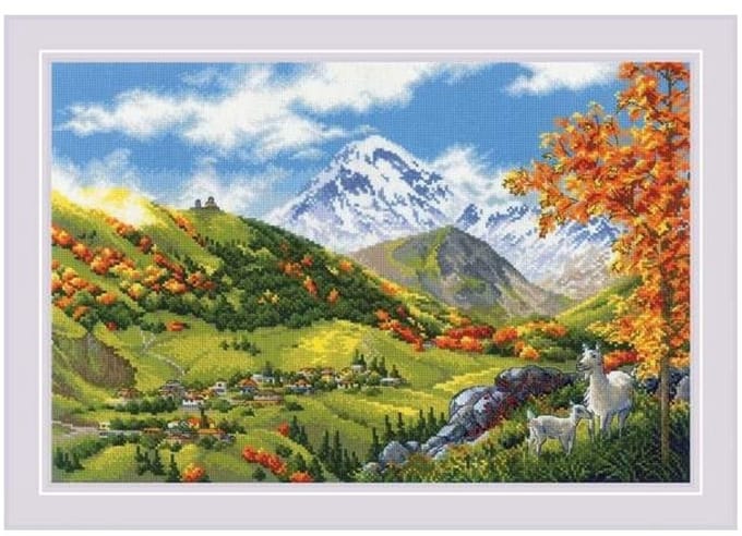Borduurpakket Bergdorp (10 count aida)