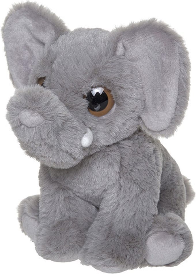 Nature Planet Pluche knuffel olifant - grijs - 13 cm - Savanne knuffeldieren