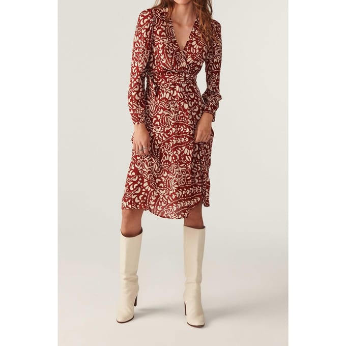 BA&SH Robe Kodile Terracota Größe: XS | Midikleider Outlet | Damen