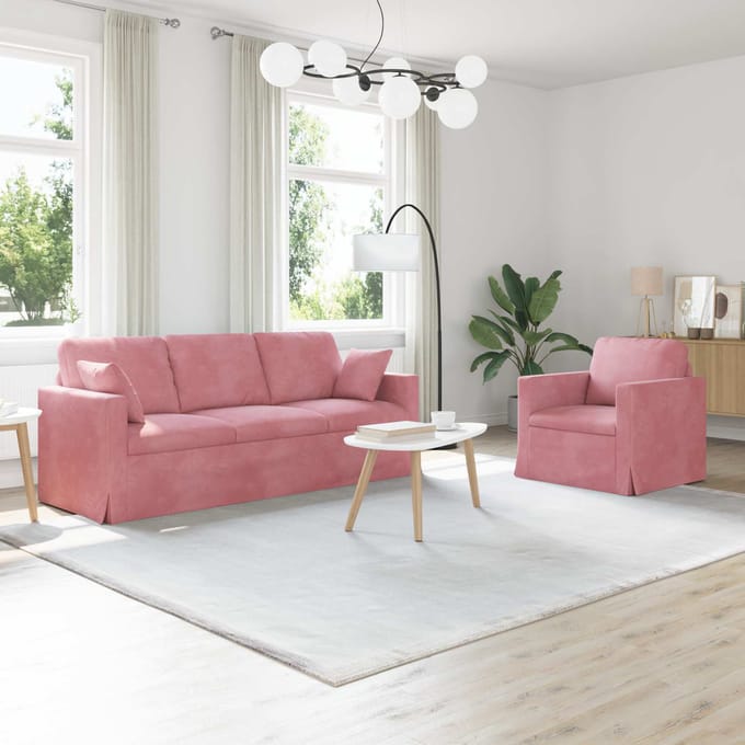 vidaXL Bankstel 2 pcs Roze 198 x 78 x 80 cm Fluweel