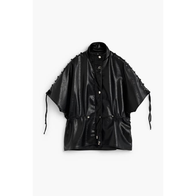Leren poncho met koorden vrouw Desigual