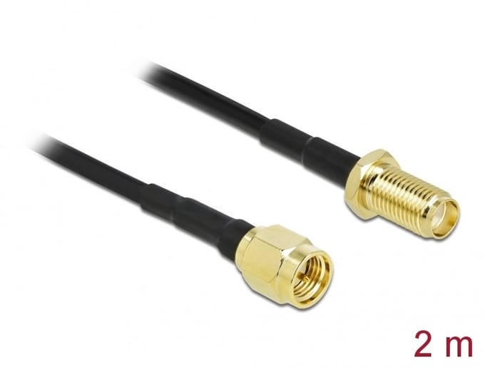 Delock Antenna Cable SMA plug to SMA jack LMR/CFD100 2 m low loss