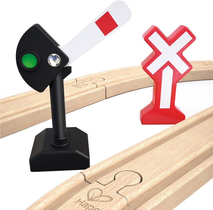 Hape Houten Mechanische Spoorwegset 14-delig