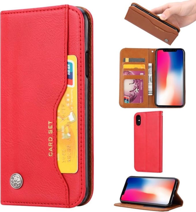 Apple iPhone XS Max Portemonnee Hoesje Pasjeshouder Rood