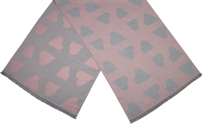 Cwi - Sjaal Hart - Dames - 180 X 63 Cm - Roze/grijs