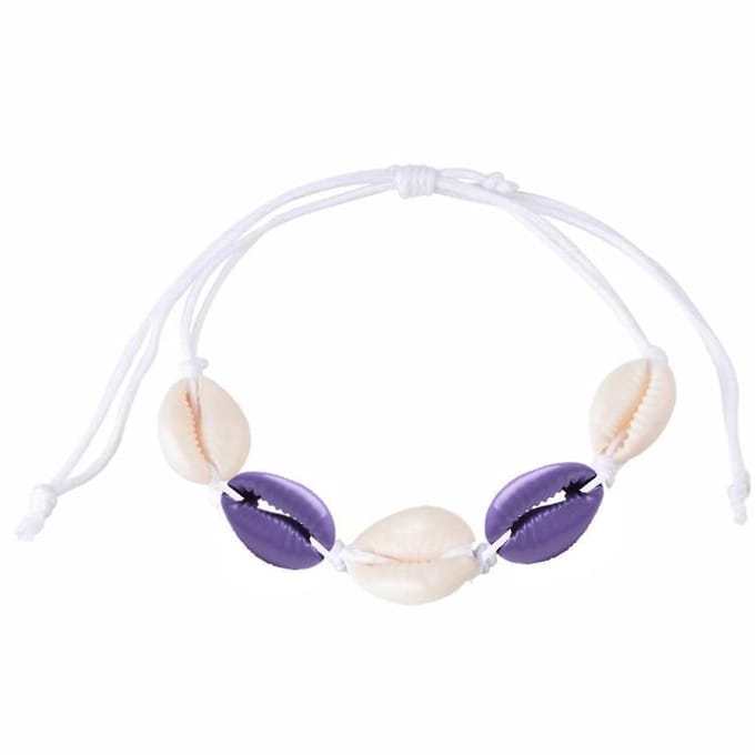 Fako Bijoux® - Schelpjes Armband - Wit - 2x Paars