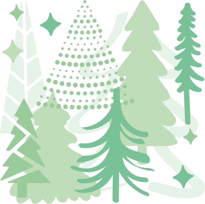 Layered stencil doodle trees - Sizzix
