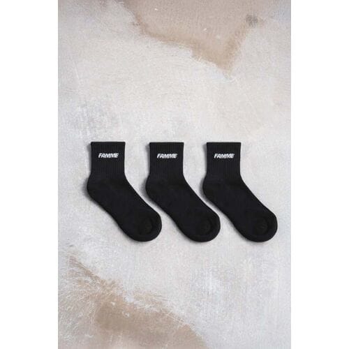 FAMME 3-Pack Sky Knit Socks Black 39-41