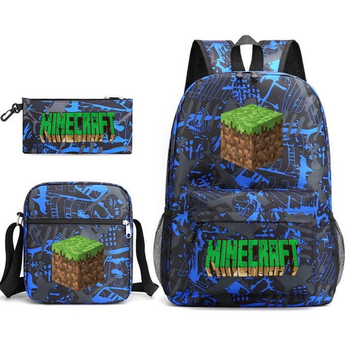 Minecraft Schooltas Game Merchandise Student Grote Capaciteit Print Drie Delige Schooltas Mannen En Vrouwen Three-piece set
