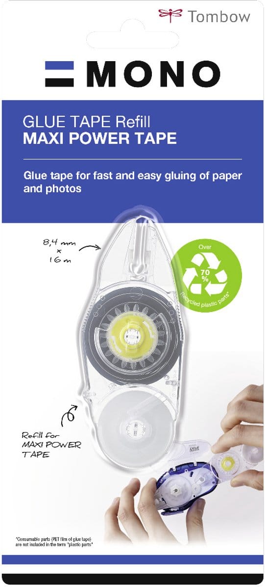 Tombow MONO Maxi Power - Lijmtape Roller - 8,4 mm x 16 m - Navulling