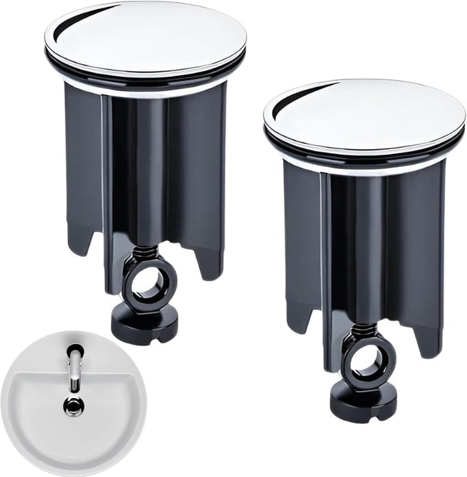 Set van 2 Universele Wastafelstoppen 40mm met Afdichting - Roestvrij Staal en Koper
