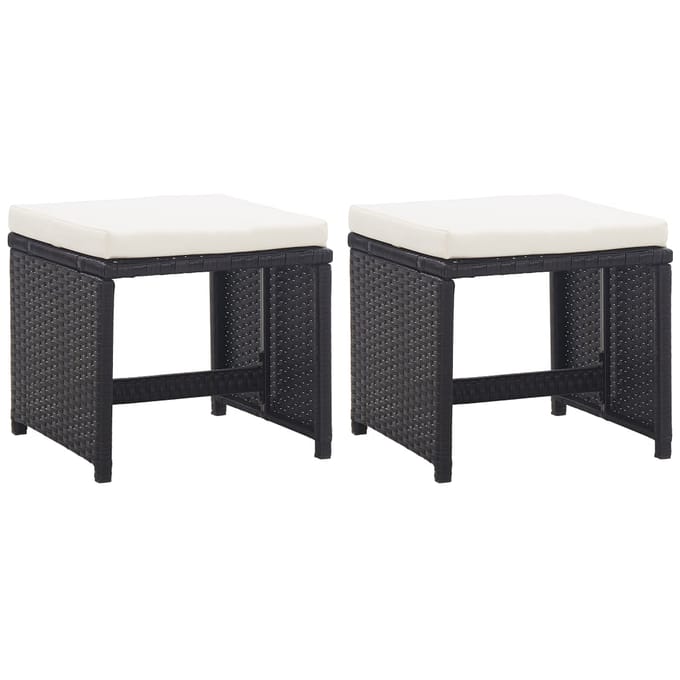 vidaXL - Tuinkrukken - 2 - st - met - kussens - poly - rattan - zwart