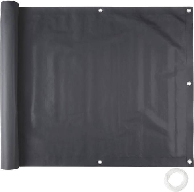 tectake® - balkondoek balkonreling tuinscherm - hoogte 90 cm - 6 meter - zwart - 402706