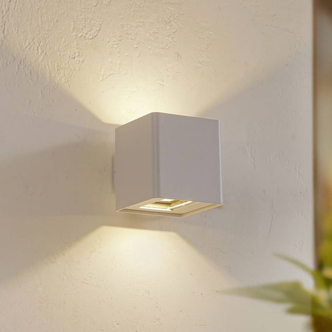 Lucande LED buiten wandlamp Aaron, wit, IP54, up/down
