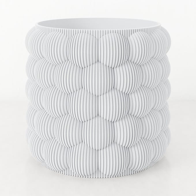 Fleuriek - Bloempot voor binnen - Wit gestreepte plantenpot van bio plastic - Ø22 cm