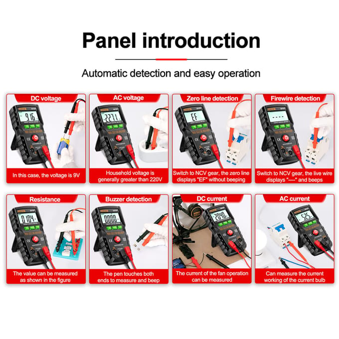 ANENG M107 Slimme digitale multimeter 4000 tellingen NCV Universele meter Handheld multifunctionele tester